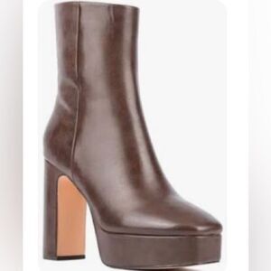 New York & Company Raylan Platform Ankle Boots Chocolate Size 8.5